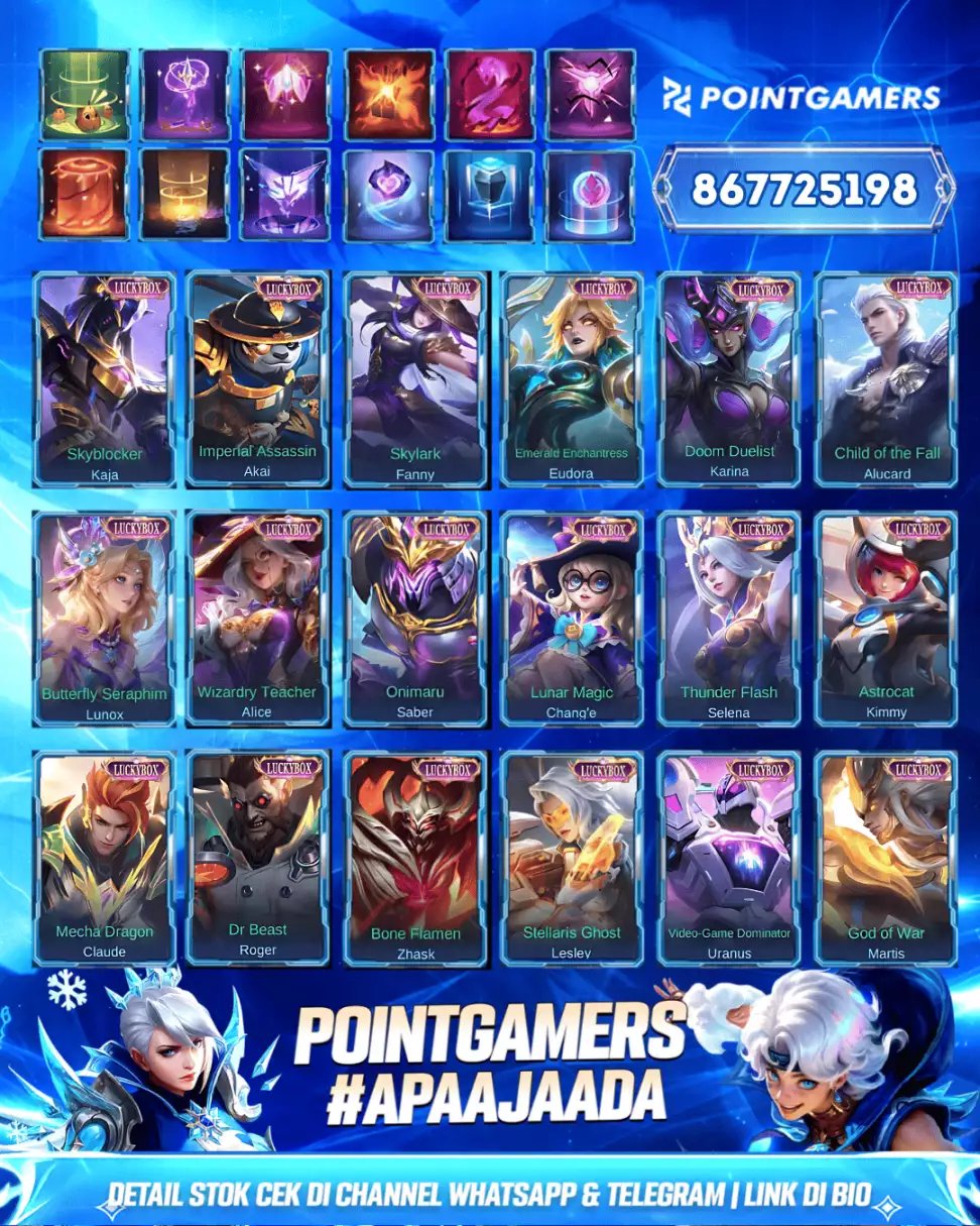 LESLEY LEGEND, MIYA LEGEND, VALIR LEGEND, LUNOX LEGEND, FREYA LEGEND, GRANGER LEGEND, FRANCO LEGEND 5